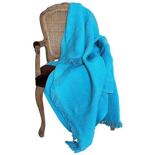 150х190 Плед покрывало голубой бирюзовый