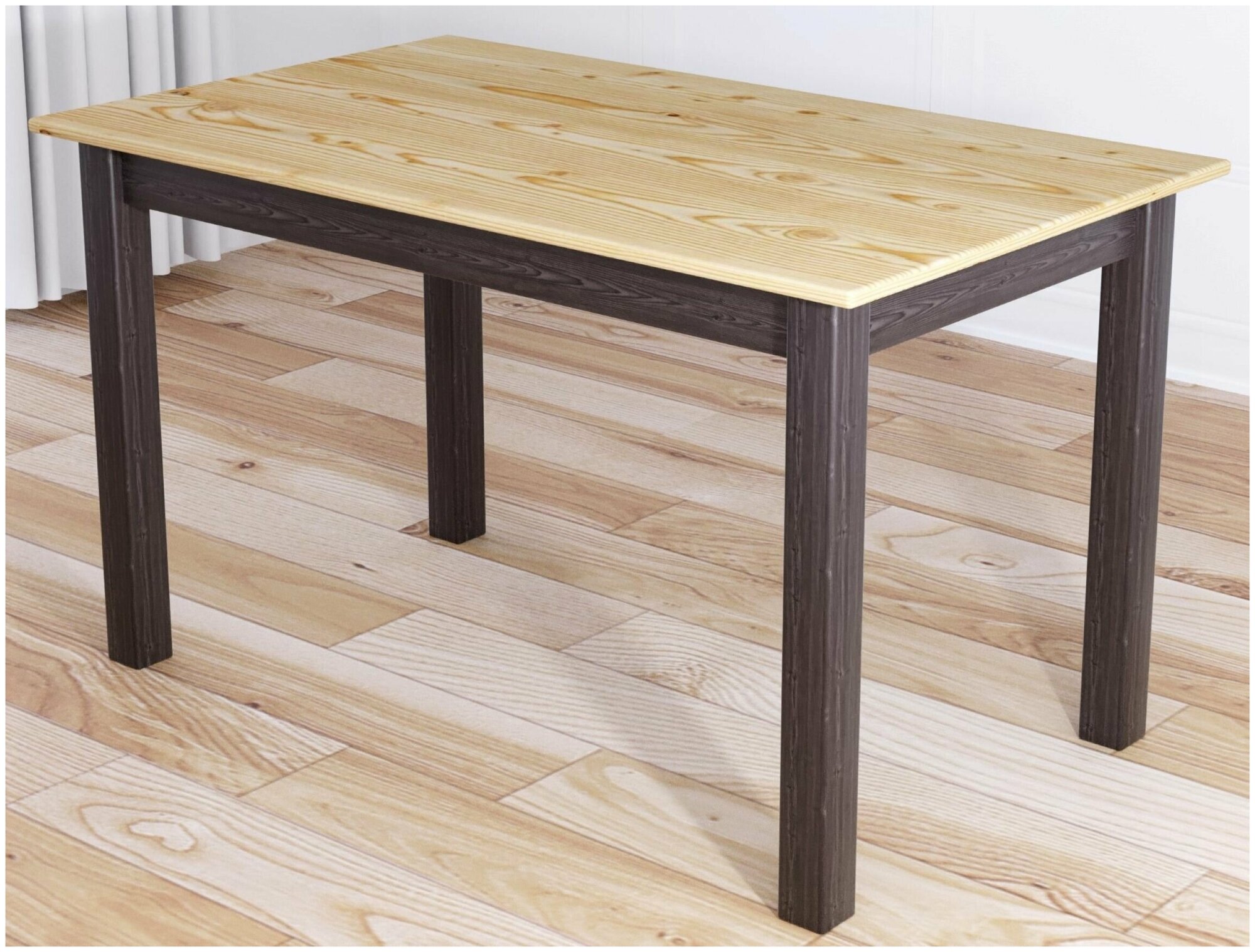 Стол кухонный Классика из массива сосны, лакированная столешница 20 мм и ножки цвета венге, 90х60х75 см