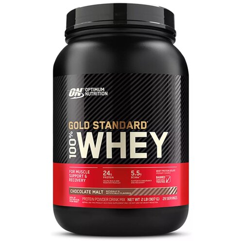 Протеин Optimum Nutrition 100% Whey Gold Standard, 909 гр., шоколад мальт протеин optimum nutrition 100% whey gold standard 909 гр двойной шоколад