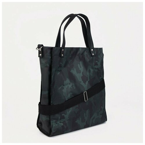 фото Тоут, отдел на молнии, длинный ремень, цвет хаки textura