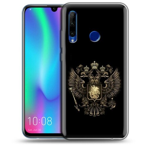 Дизайнерский силиконовый чехол для Huawei Honor 10i/20е Флаг и герб России