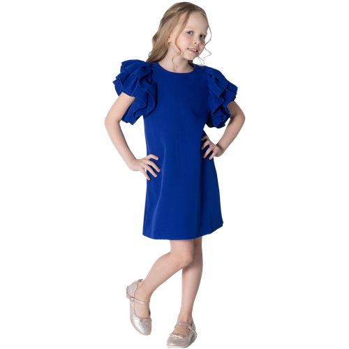 Летнее платье с рукавами воланами для девочки, голубой, размер 38