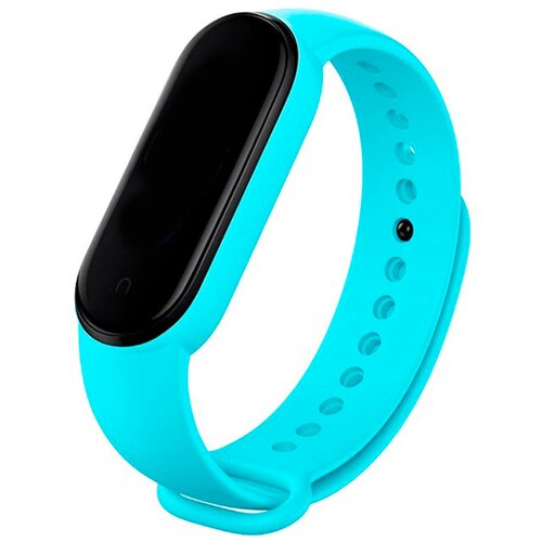 LS / Силиконовый ремешок для фитнес браслета Xiaomi Mi Band 5 и Mi Band 6 / Сменный браслет для смарт часов Сяоми Ми Бэнд 5 и Ми Бэнд 6 (Голубой)