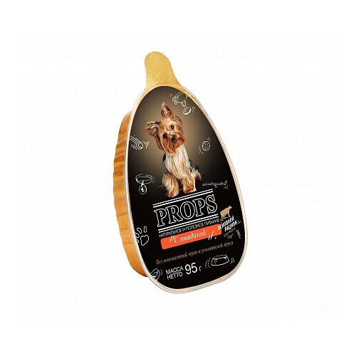 Консервированный мясной корм Props для собак с говядиной (ламистр) 95г * 16 шт.