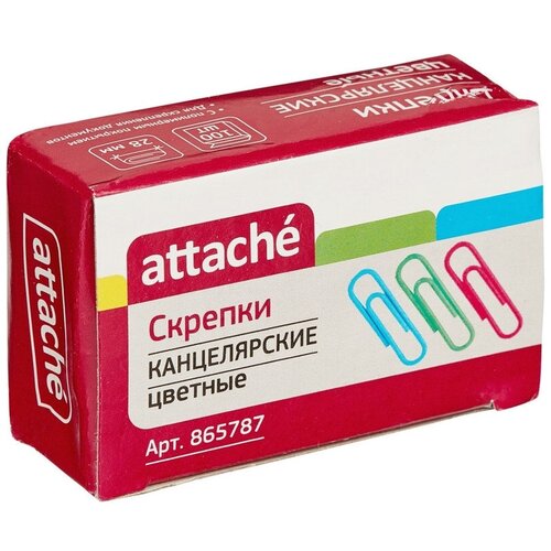 Attache Скрепки, 865787, 28 мм (100 шт.) разноцветный 100 шт.