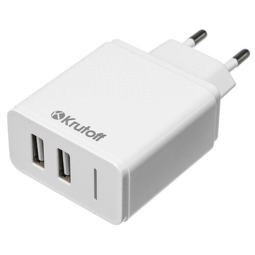 Krutoff Сетевое зарядное устройство Krutoff, 2 USB, 2.4 A, белое