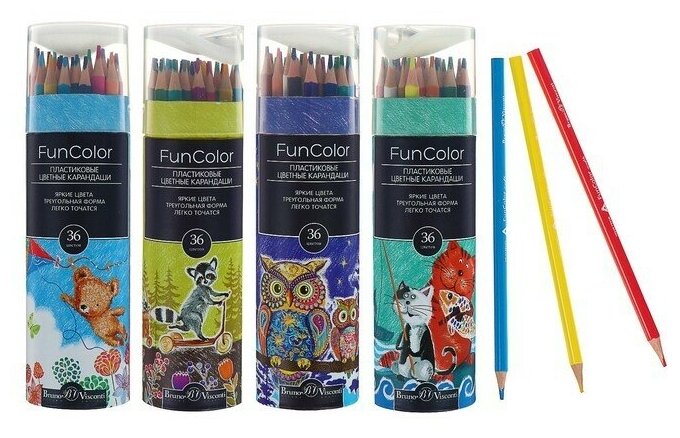 Карандаши цветные 36 цветов Funcolor пластиковые, в картонной тубе