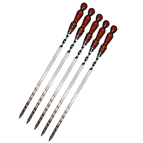 Набор шампуров, шампуры с деревянной ручкой, шашлычный набор, комплект шампура, 40 см, 5 шт