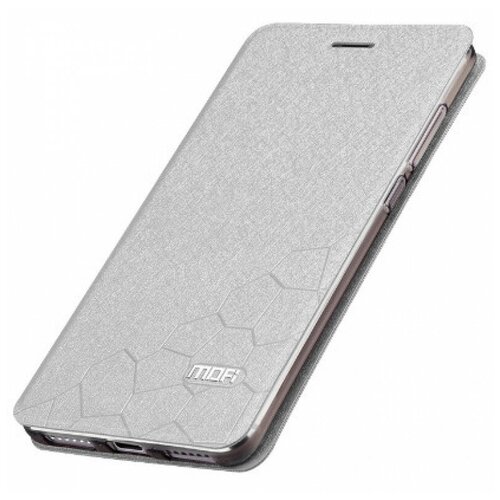 фото Чехол-книжка mypads для xiaomi redmi 4x (5.0 / android 6.0 / 3gb / 16gb / 32gb / 4100mah) водоотталкивающий с мульти-подставкой на жесткой металлической основе серебристый