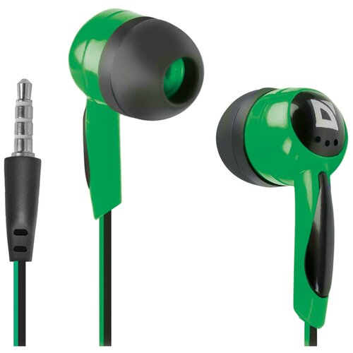 Наушники DEFENDER Basic 604 проводные 12 м вкладыши черные с зеленым 1 шт 85400₽
