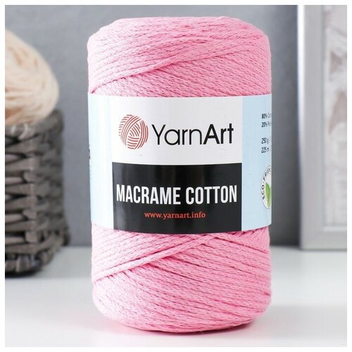 Пряжа Macrame Cotton 20% полиэстер, 80% хлопок 225м/250гр (779 ярк. розовый) пряжа macrame cotton 20% полиэстер 80% хлопок 225м 250гр 775 мята