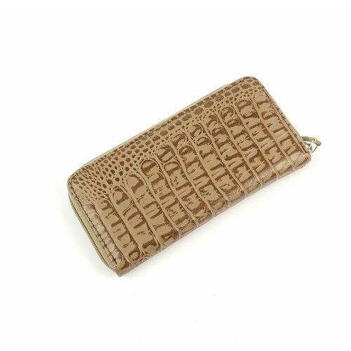 фото Кошелек женский из натуральной кожи, маленький бумажник для денег, портмоне на каждый день бежевый 01-пр405к-79 кроко