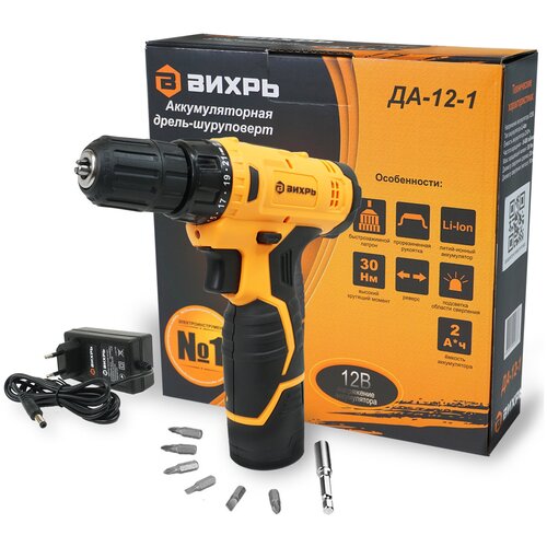 Дрель-шуруповерт аккумуляторная ДА-12-1 15 Ач Вихрь 276000₽