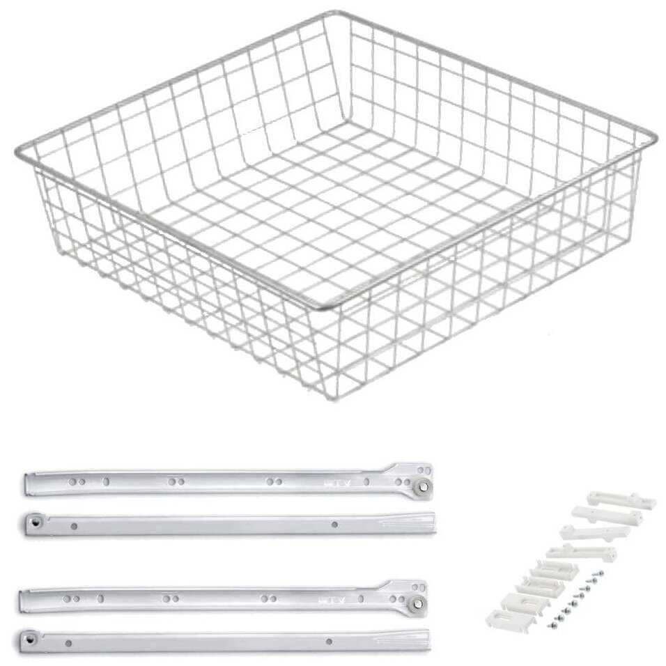 GTV Корзина выдвижная 40II (355х485х100) в модуль 400 мм белая на роликовых направляющих