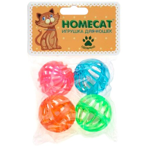 игрушка для кошек homecat трек пластиковый трехэтажный с мячиками 24 5х12 см Игрушка для кошек Мячи пластиковые. Калейдоскоп, с колокольчиком, 4 см