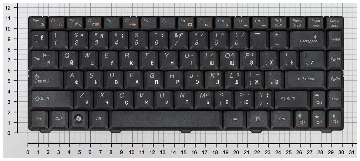 Клавиатура для ноутбука Lenovo 25-009181 черная без рамки плоский Enter