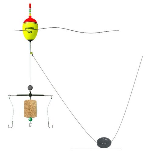 Монтаж на толстолобика Гидропланктон №2 (Т-образная оснастка, 2 крючка) монтаж на толстолобика гидропланктон 4 eva поплавок 60г оснастка г образная 2 крючка iseama 15 грузило свинцовое 40г