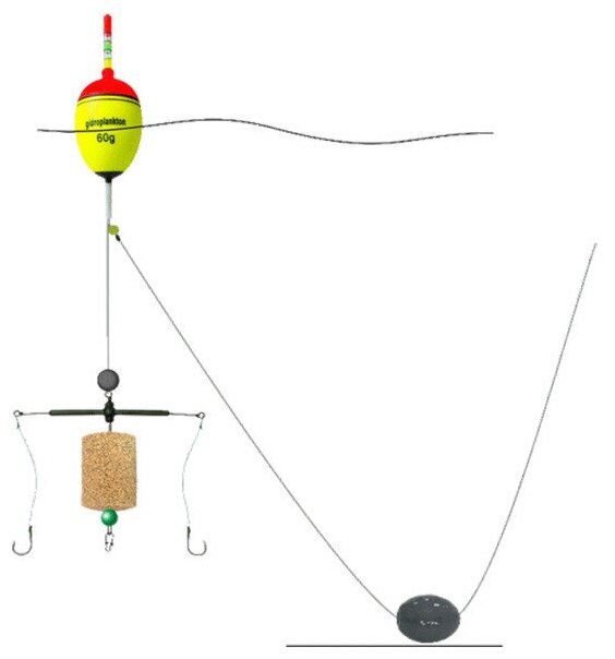 Монтаж на толстолобика Гидропланктон №2 (Т-образная оснастка, 2 крючка)