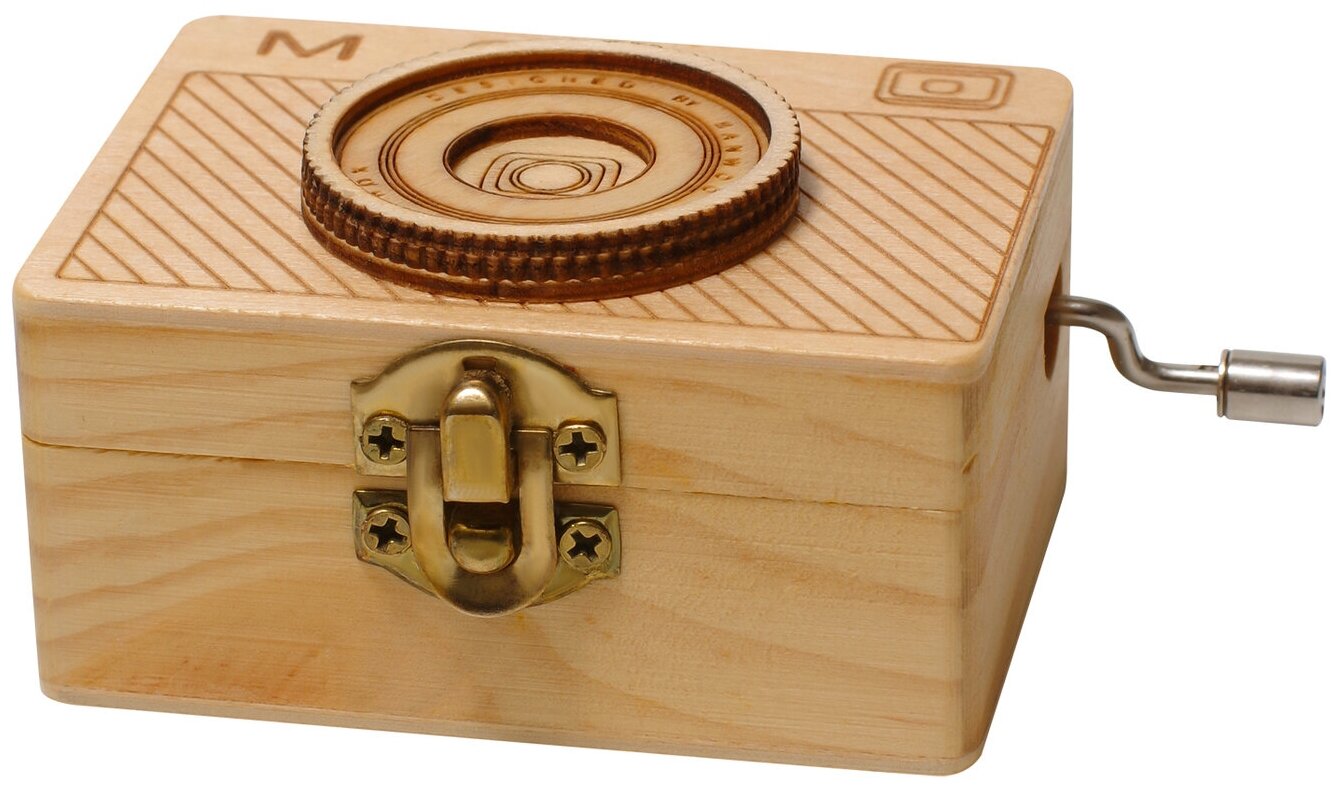 Музыкальная деревянная шкатулка-шарманка "фотоаппарат"