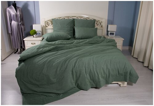 Комплект постельного белья GRASSY - вареный хлопок Евро с простыней на резинке 160х200