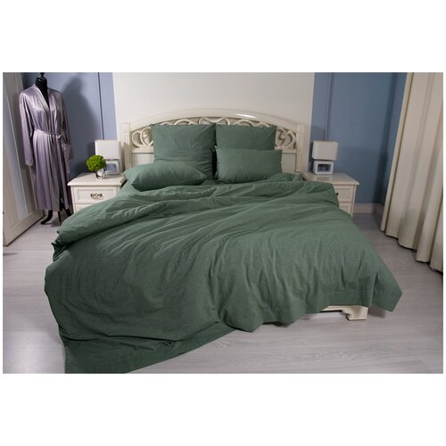 Комплект постельного белья GRASSY - вареный хлопок Дуэт с простыней на резинке 180х200