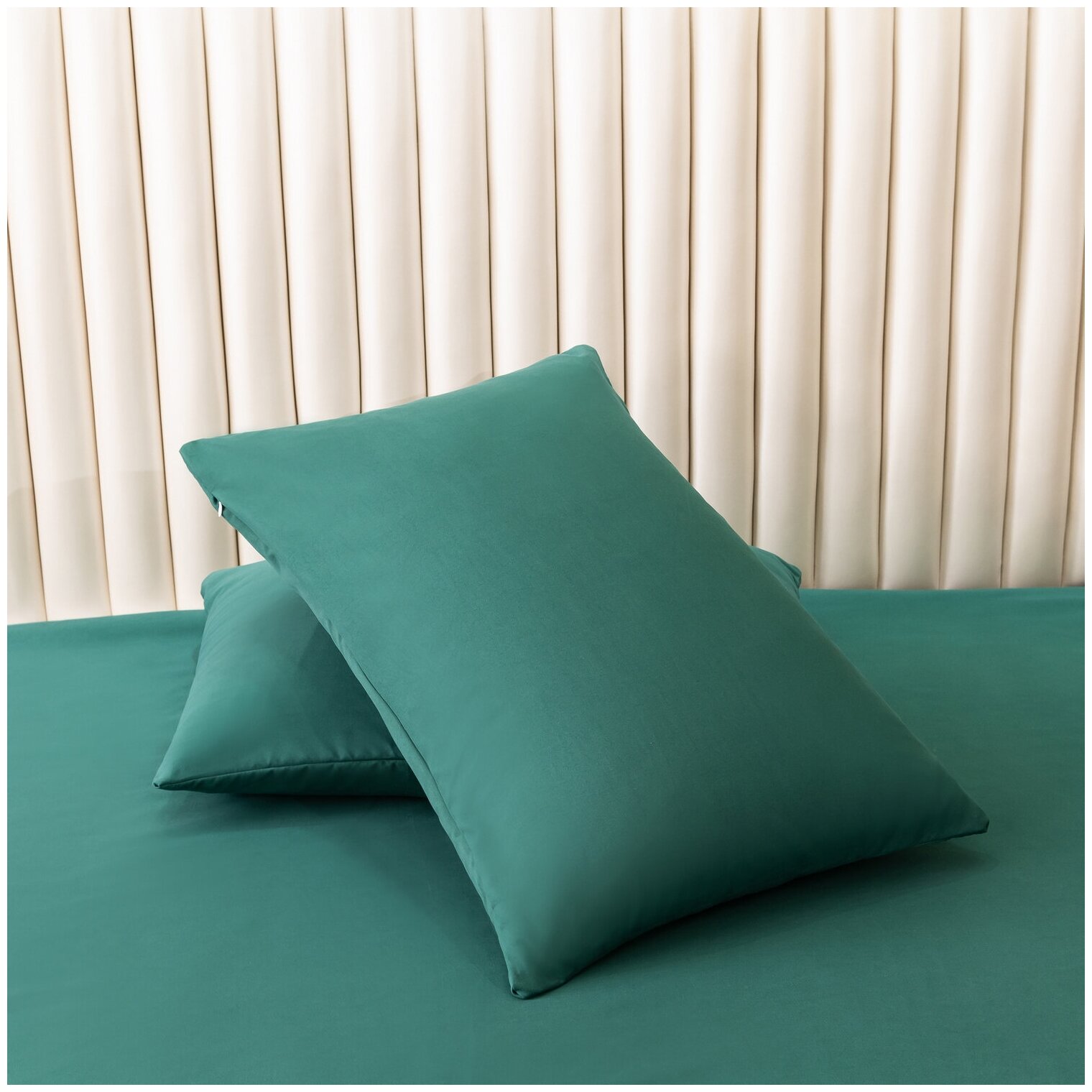 Комплект постельного белья Ситрейд однотонный CS0, 1.5-спальное, хлопок, темно-зеленый - фотография № 17