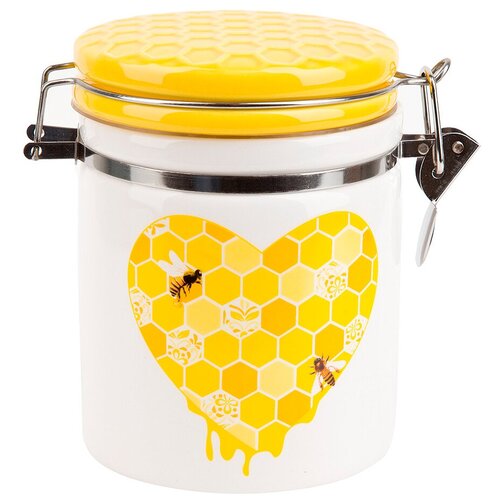 Банка для сыпучих продуктов Dolomite Honey, с клипсой, керамическая, 630 мл, 14 x 10 x 14,5 см