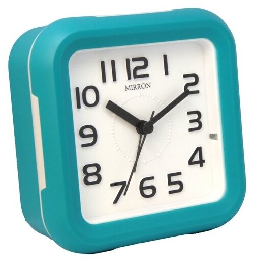 Классический настольный будильник MIRRON GH647 СН/Часы в спальню/Квадратный будильник/Часы для детской/Бирюзовый цвет