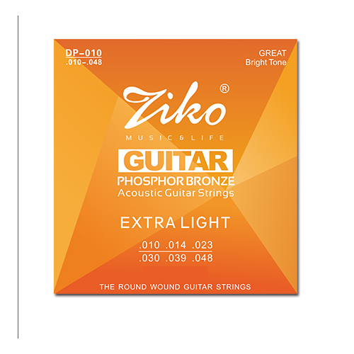 Комплект струн для акустической гитары ZIKO EXTRA LIGHT PHOSPHOR BRONZE, 10-48