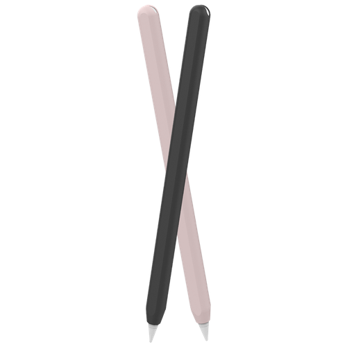 Комплект чехлов для стилуса Apple Pencil 2, силикон, 2шт.,черный/розовый, Deppa 47028