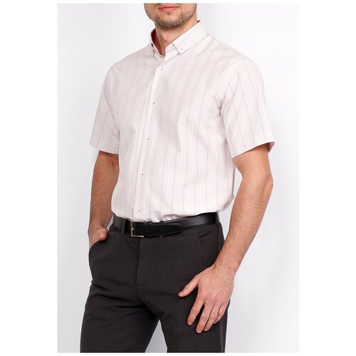 фото Рубашка мужская короткий рукав greg 151/109/59/z/b/1, полуприталенный силуэт / regular fit, цвет оранжевый, рост 174-184, размер ворота 42