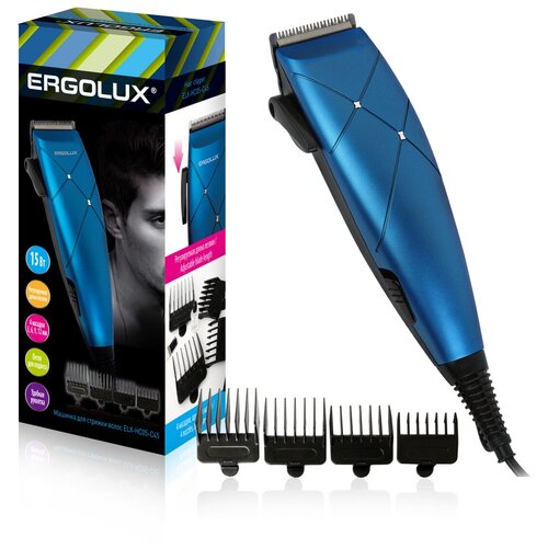Машинка для стрижки волос ERGOLUX ELX-HC05-C45 черный с синим ergolux машинка для стрижки волос elx hc05 c45 pro черный с синим
