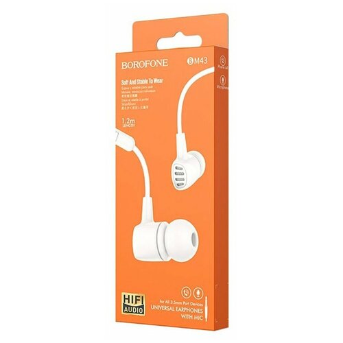 Наушники с микрофоном Borofone BM43 Remy 12м белый 24600₽