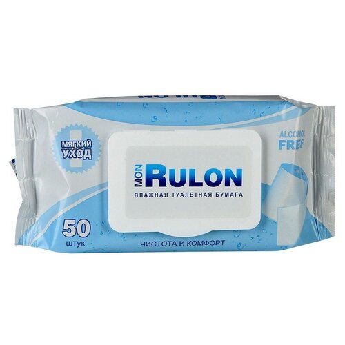 Влажная туалетная бумага Mon Rulon Мягкий уход 50 лист., белый, ромашка