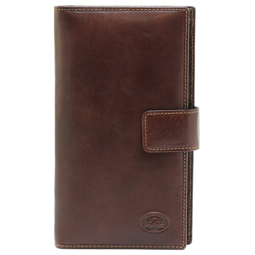 фото Кошелек tony perotti, натуральная кожа, с хлястиком на кнопке, коричневый