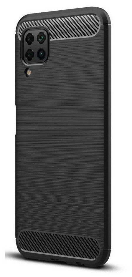Накладка силиконовая для Huawei P40 Lite (Nova 6SE / Nova 7i) под карбон и сталь черная