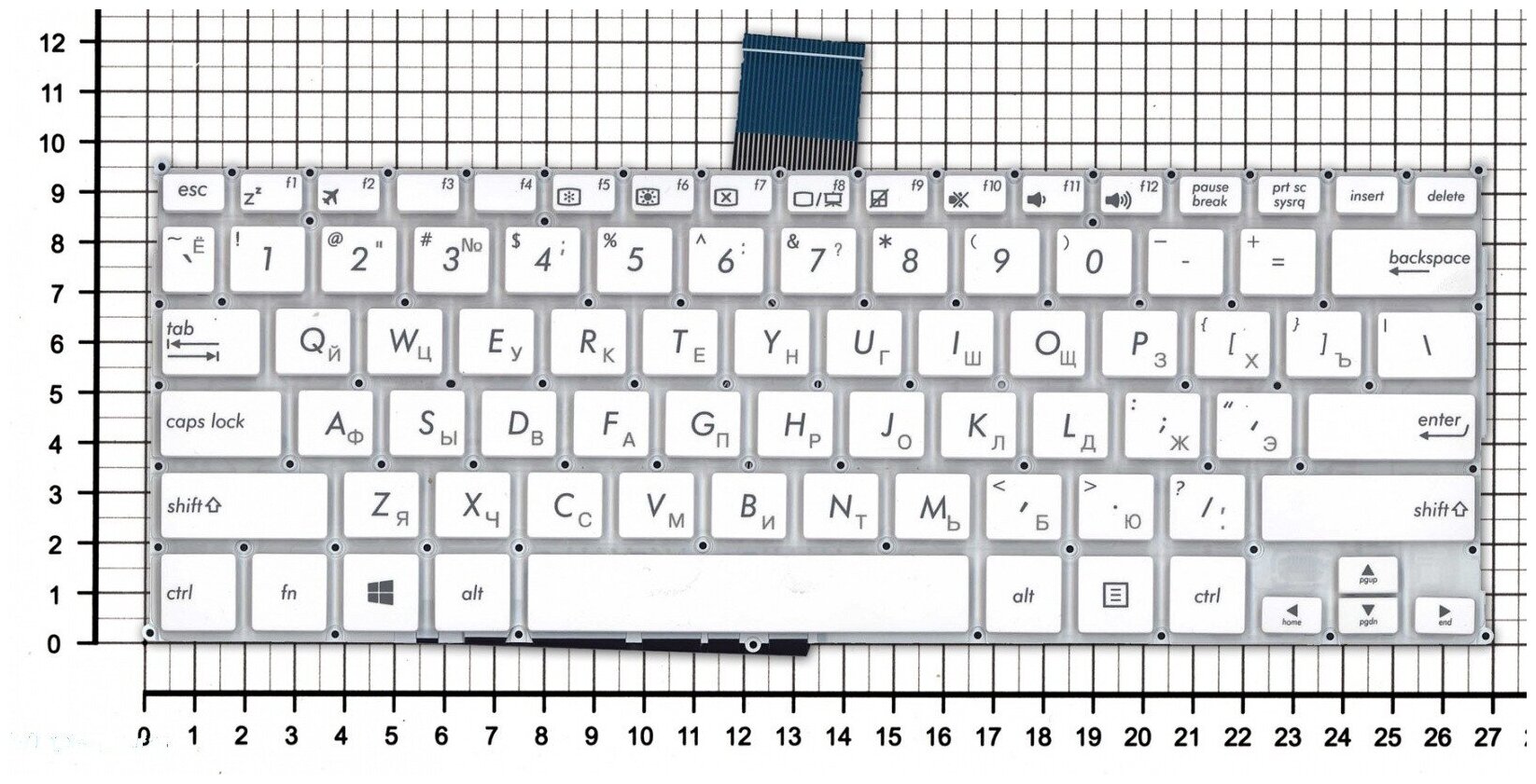 Клавиатура для ноутбука Asus VivoBook X200 белая без рамки плоский Enter