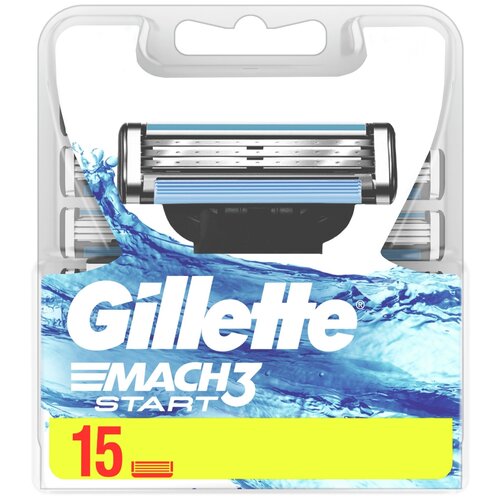 Сменные кассеты, лезвия Gillette Mach3 Start, 15 шт.