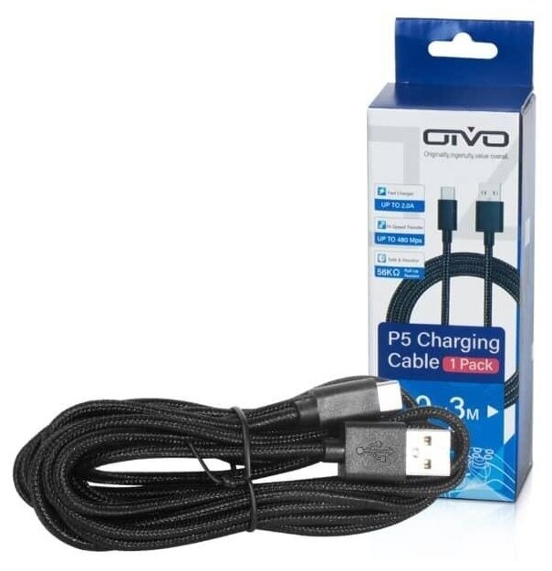 Зарядный кабель USB TYPE-C для DualSense 3м