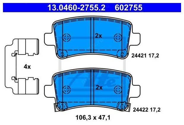 ATE 13046027552 13.0460-2755.2_колодки дисковые задние\ Opel Insignia all 08