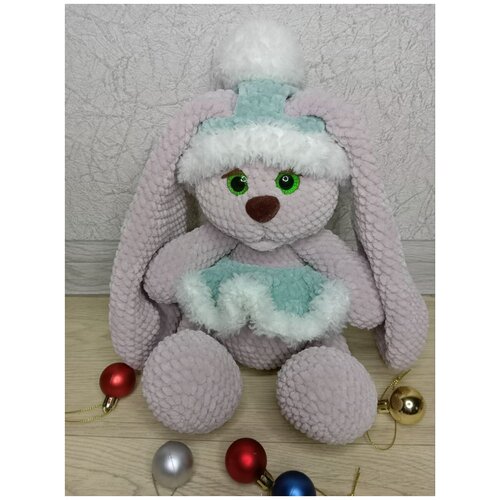 Мягкая игрушка вязаный плюшевый зайка 34см/Символ года 2023