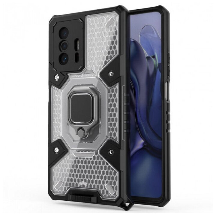 Honeycomb Armor Противоударный чехол с защитой камеры и кольцом для Xiaomi Mi 11T / Mi11T Pro