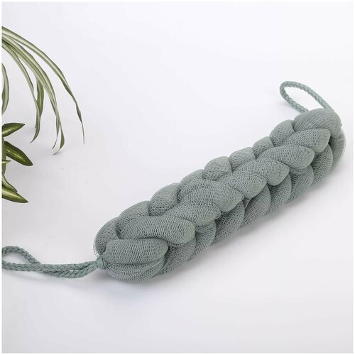 Мочалка-косичка для душа с ручками, нейлоновая, мягкая