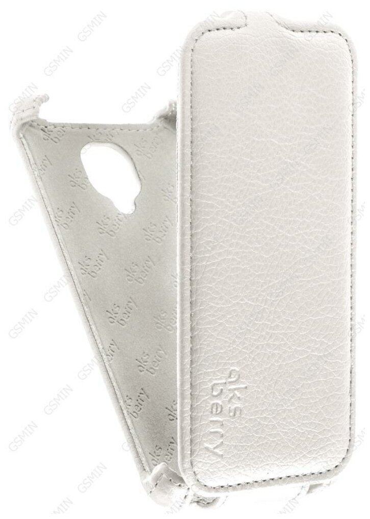 Кожаный чехол для Micromax D333 Aksberry Protective Flip Case (Белый)