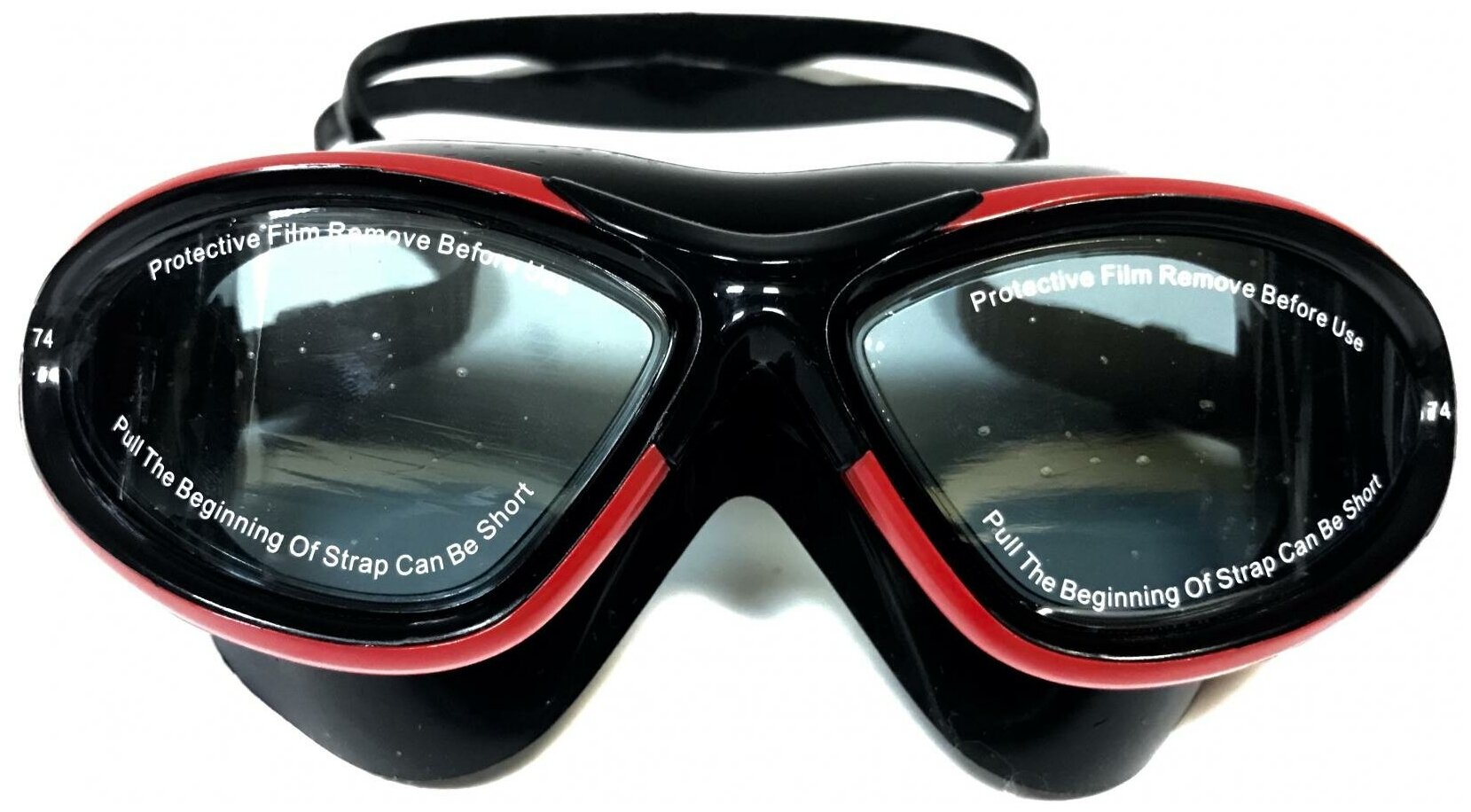 Очки-полумаска для плавания OKDIVE, красн. рамка, черн. стекла
