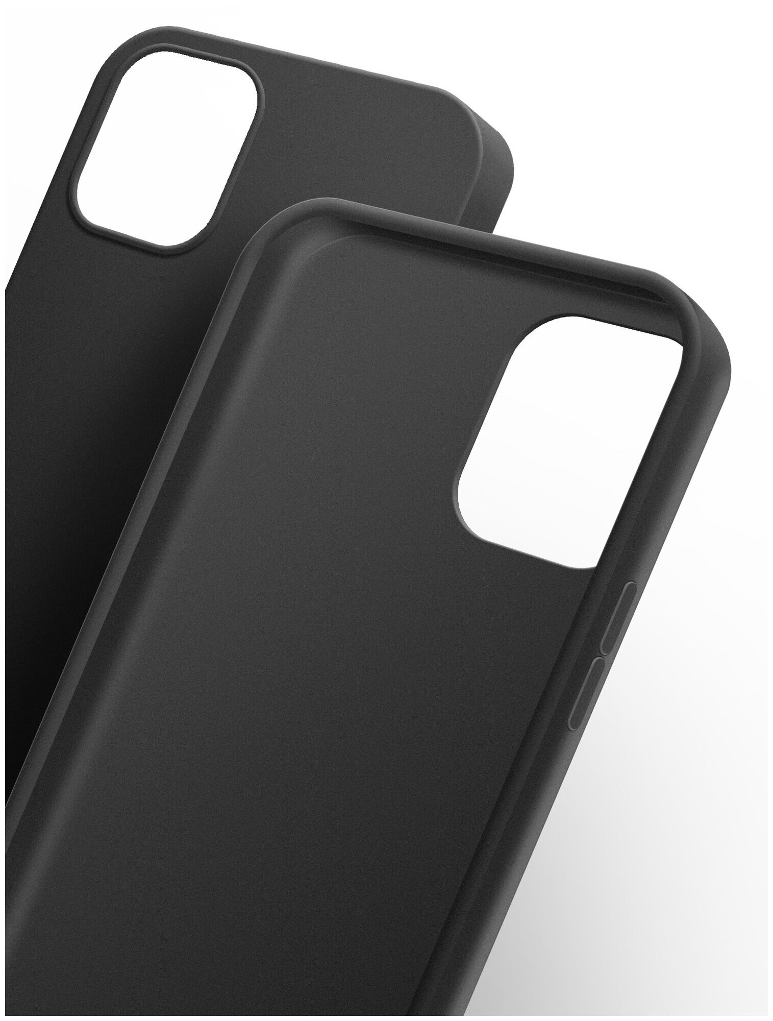 Чехол (клип-кейс) BORASCO Silicone Case, для Apple iPhone 12, черный (матовый) [39168] - фото №1