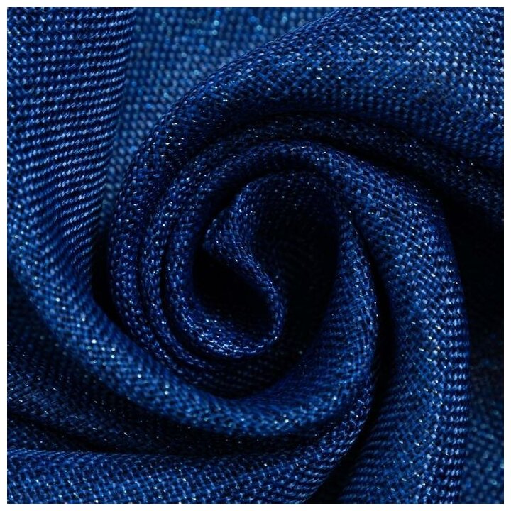 Штора портьерная Этель "Блеск" цв. синий на люверсах 260х250 см,100% п/э - фотография № 4