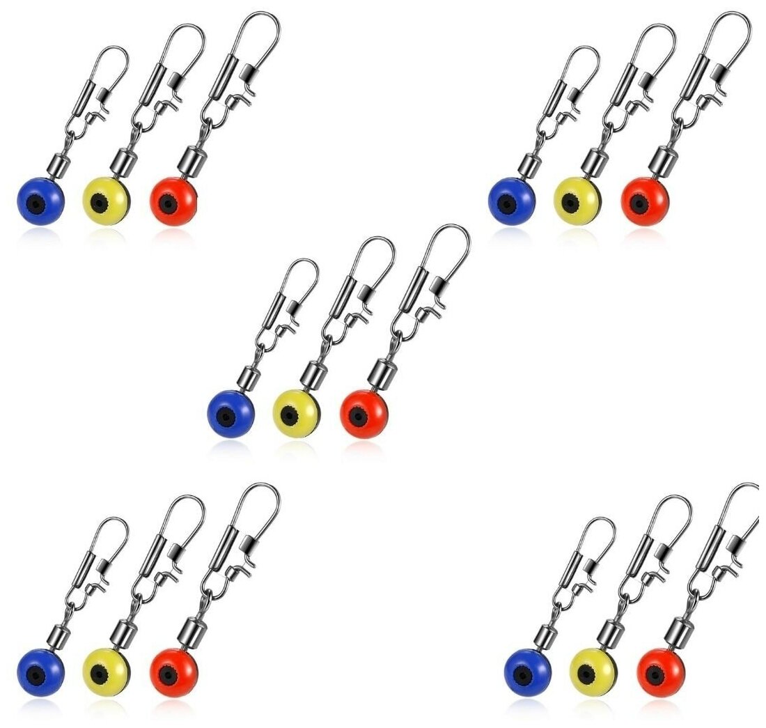 Комплект рыболовных соединителей красный/желтый/голубой рыболовная сцепка вертлюг с кольцом комплект разных цветов15 шт