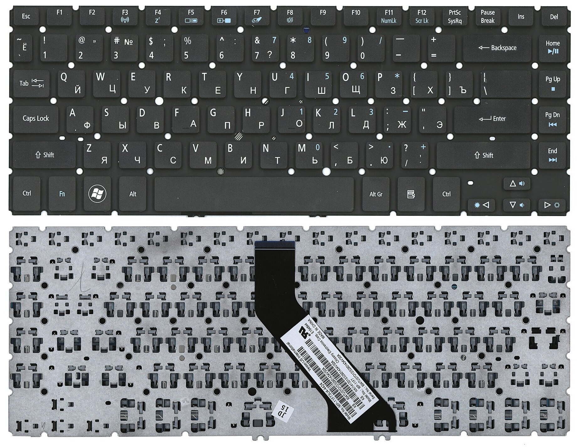Клавиатура для ноутбука Acer NSK-R25SW 01 черная без рамки 1310₽
