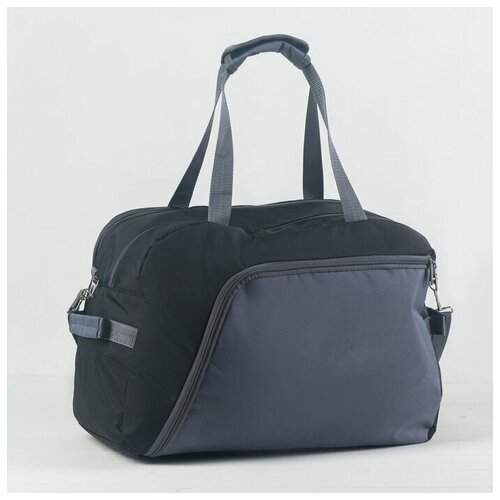 фото Зфтс сумка спортивная на молнии, без подкладки, 2 наружных кармана, цвет чёрный/серый